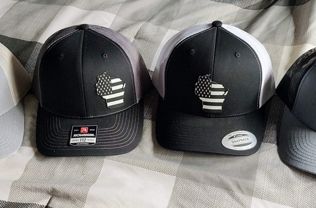 Wisconsin Home State Leather Patch Hats