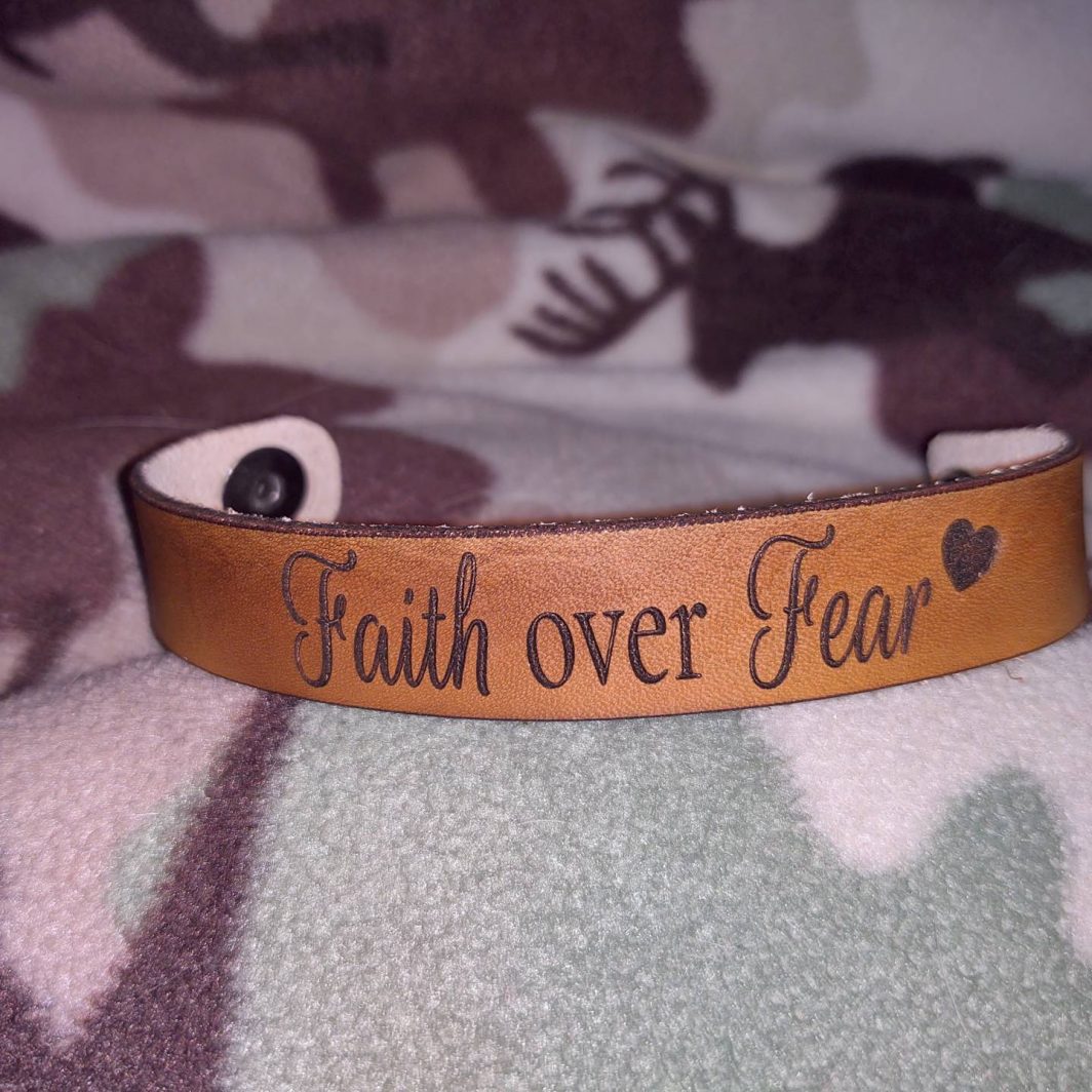 Faith over Fear Leather Cuff Bracelet