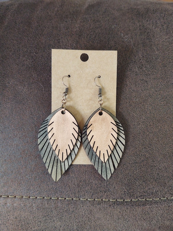 Leather Feather Earrings